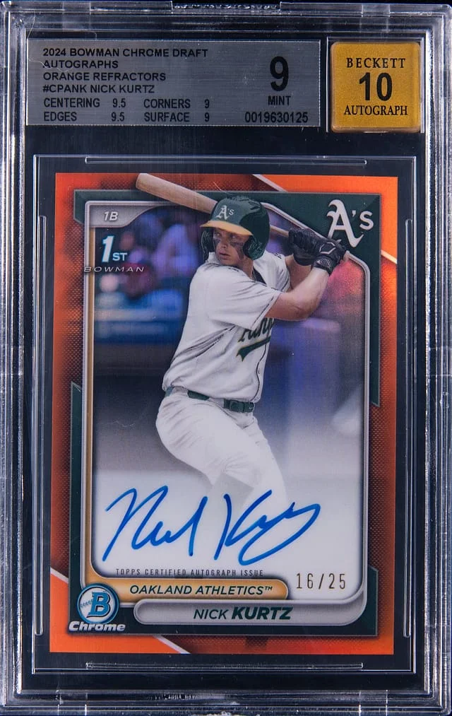 2024 Bowman Chrome Draft Nick Kurtz Autographs Orange Refractors #CPA-NK card image
