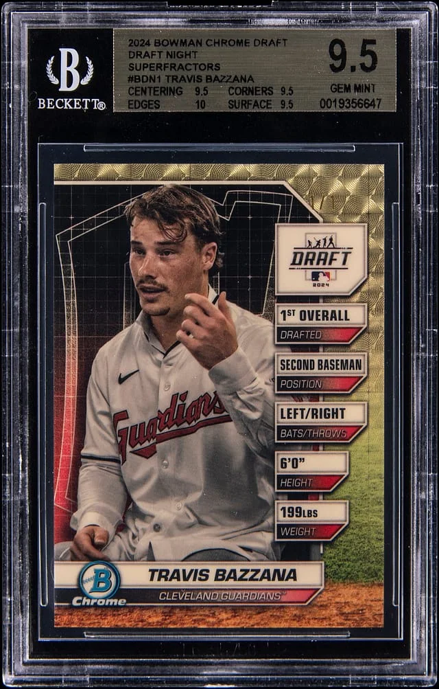 2024 Bowman Chrome Draft Travis Bazzana Night SuperFractor #BDN-1 card image