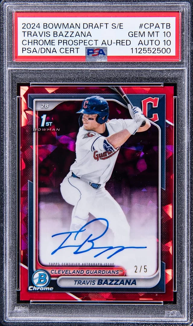 2024 Bowman Chrome Draft Travis Bazzana Prospect Autographs Peanuts Refractor #CPA-TB card image