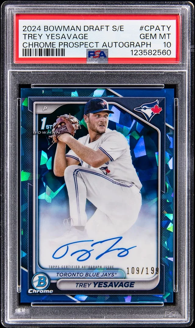 2024 Bowman Chrome Draft Trey Yesavage Sapphire Edition Prospect Autograph #CPA-TY card image