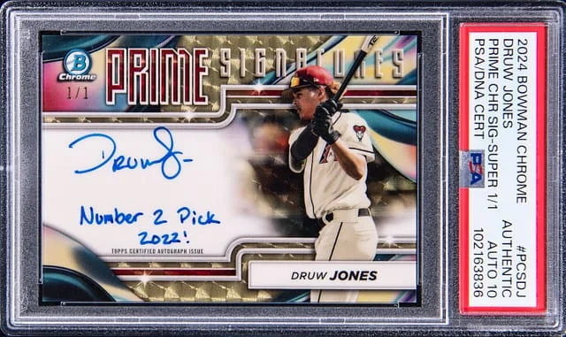 2024 Bowman Chrome Druw Jones Prime Signatures SuperFractor #PCS-DJ card image
