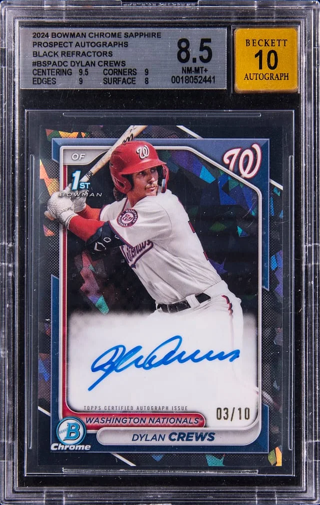 2024 Bowman Chrome Dylan Crews Prospect Autographs Black Refractors #BSPADC card image