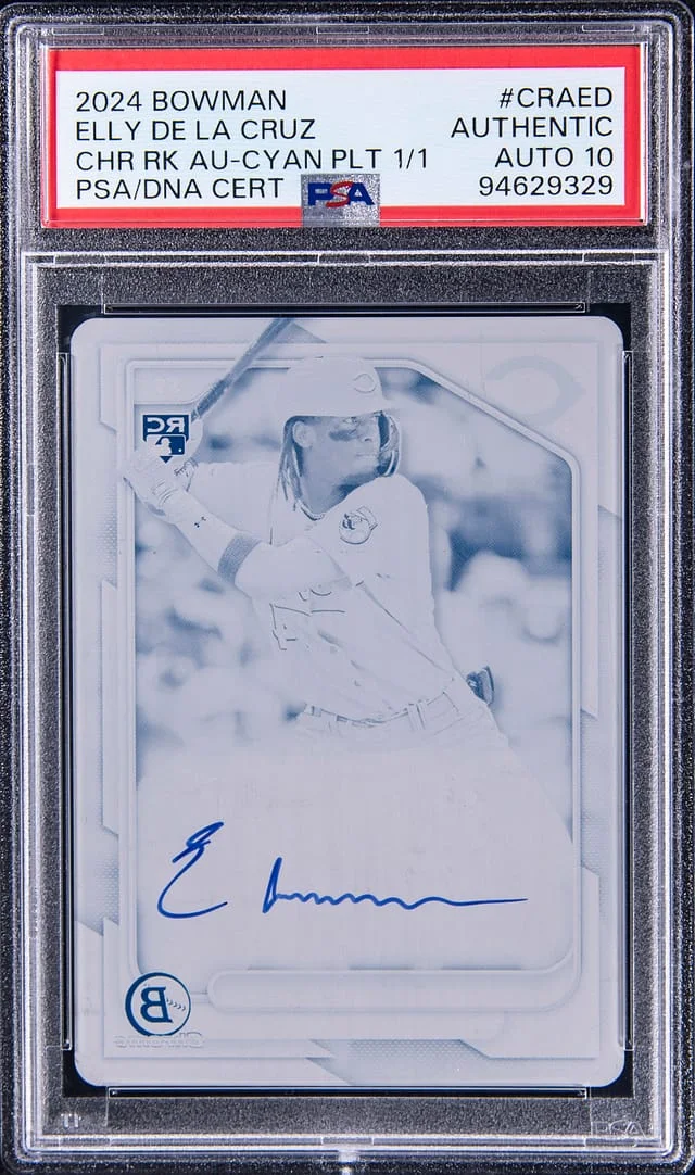 2024 Bowman Chrome Elly De La Cruz Autograph Cyan Printing Plate #CRAED card image