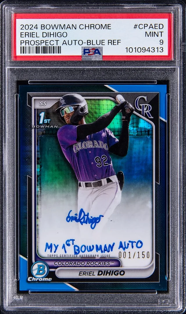 2024 Bowman Chrome Eriel Dihigo Prospect Autographs Blue Refractor #CPA-ED card image