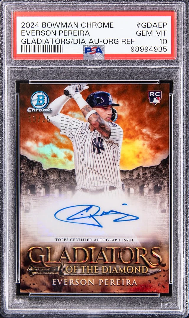 2024 Bowman Chrome Everson Pereira Gladiators Of The Diamond Autograph Orange Refractor #GDA-EP card image