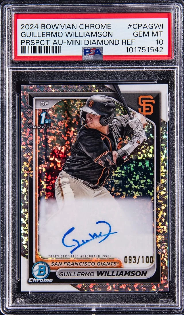 2024 Bowman Chrome Guillermo Williamson Prospect Autograph Mini Diamond Refractor #CPA-GWI card image