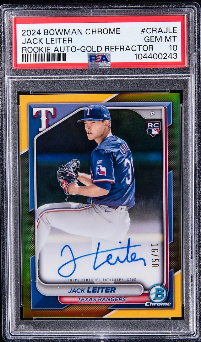 2024 Bowman Chrome Jack Leiter Autograph Gold Refractor #CRA-JLE card image
