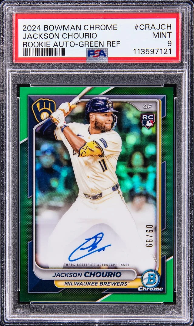 2024 Bowman Chrome Jackson Chourio Autograph-Green Refractor #CRAJCH card image