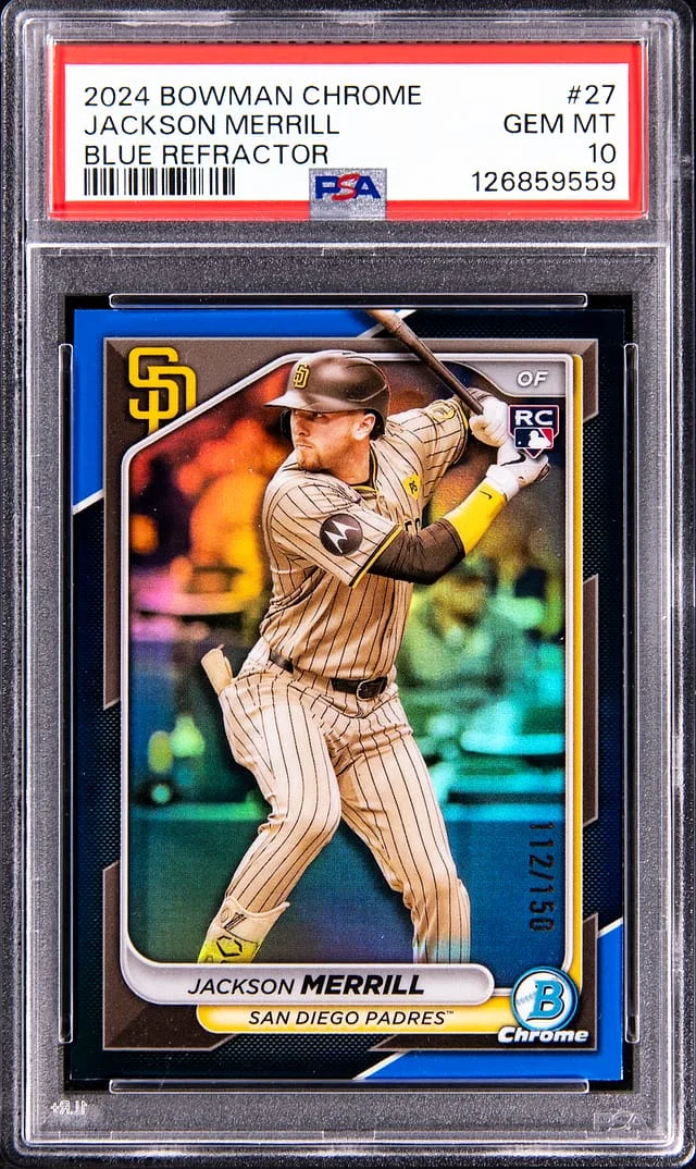 2024 Bowman Chrome Jackson Merrill Blue Refractor #27 card image