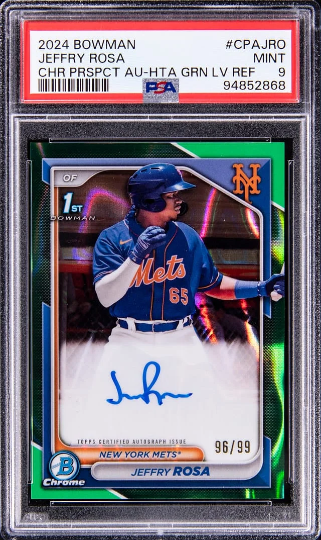 2024 Bowman Chrome Jeffry Rosa Prospect Autograph HTA Green Lava Refractor #CPAJRO card image