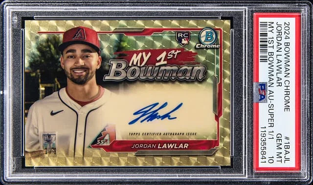 2024 Bowman Chrome Jordan Lawlar My 1st Bowman Autograph SuperFractor #1BA-JL card image