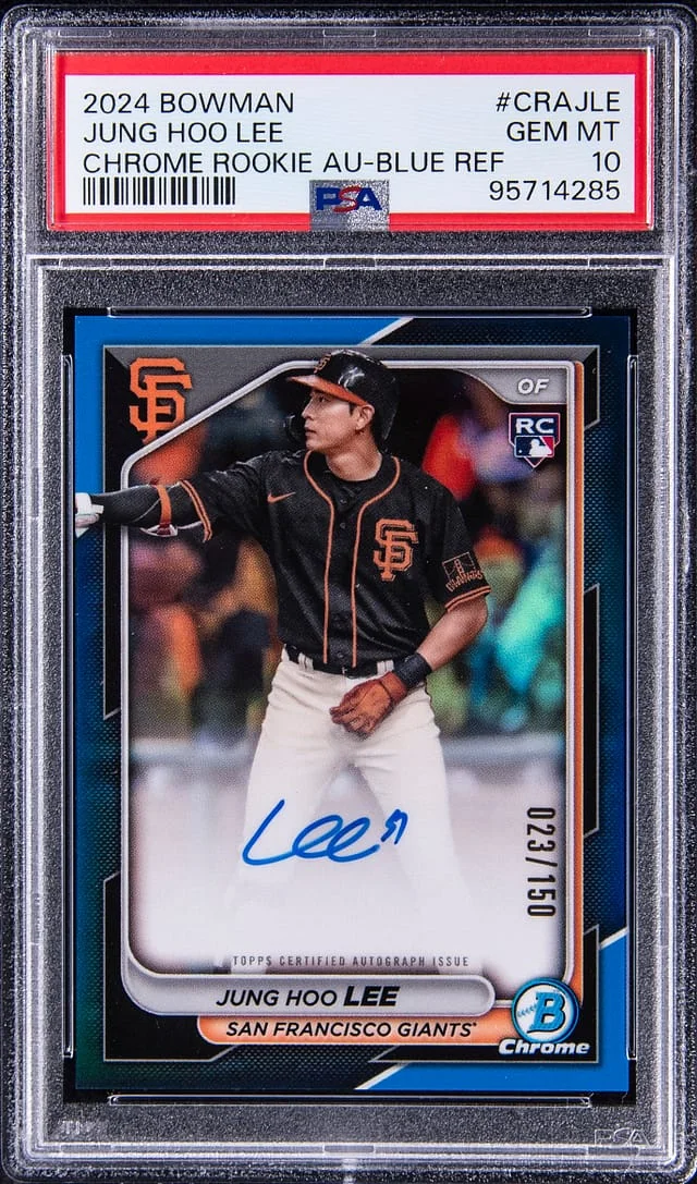 2024 Bowman Chrome Jung Hoo Lee Autograph Blue Refractor #CRAJLE card image