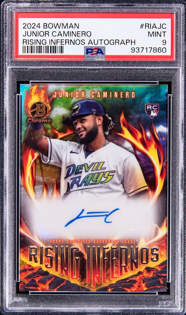2024 Bowman Chrome Junior Caminero Rising Infernos Autograph #RIAJC card image