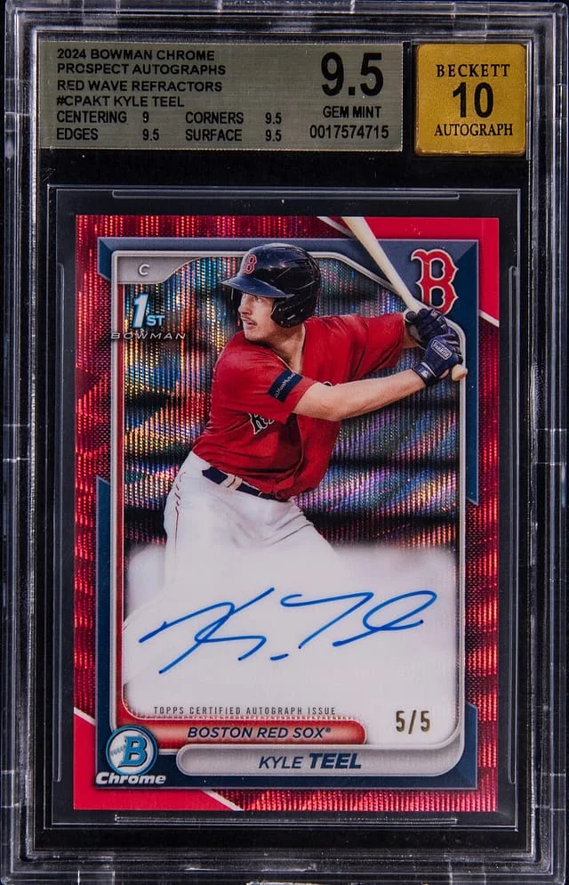 2024 Bowman Chrome Kyle Teel Prospect Autographs Red Wave Refractor #CPA-KT card image