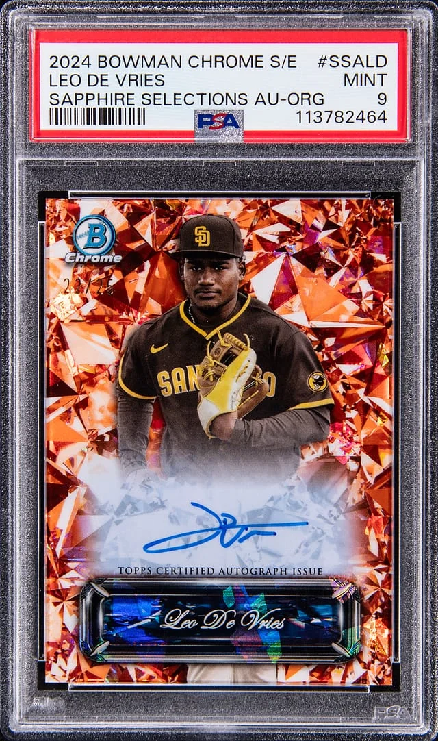2024 Bowman Chrome Leo De Vries Special Edition Sapphire Selections Autograph-Orange #SSALD card image