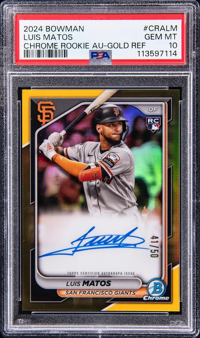 2024 Bowman Chrome Luis Matos Autograph-Gold Refractor #CRALM card image