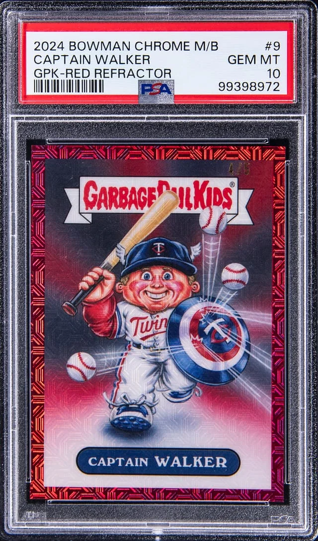 2024 Bowman Chrome Mega Box Captain Walker Jenkins Garbage Pail Kids Red Refractor #BGP-9 card image