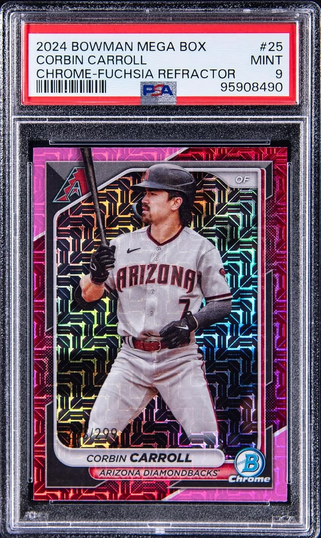 2024 Bowman Chrome Mega Box Corbin Carroll Fuschia Refractor #25 card image