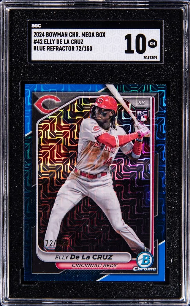2024 Bowman Chrome Mega Box Elly De La Cruz Blue Refractor #42 card image