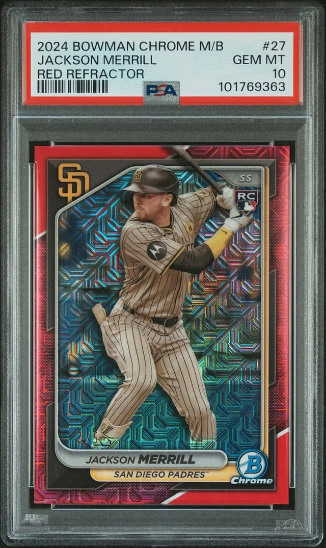 2024 Bowman Chrome Mega Box Jackson Merrill Red Refractor #27 card image