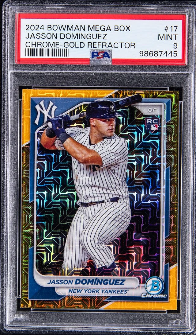 2024 Bowman Chrome Mega Box Jasson Dominguez Gold Refractor #17 card image