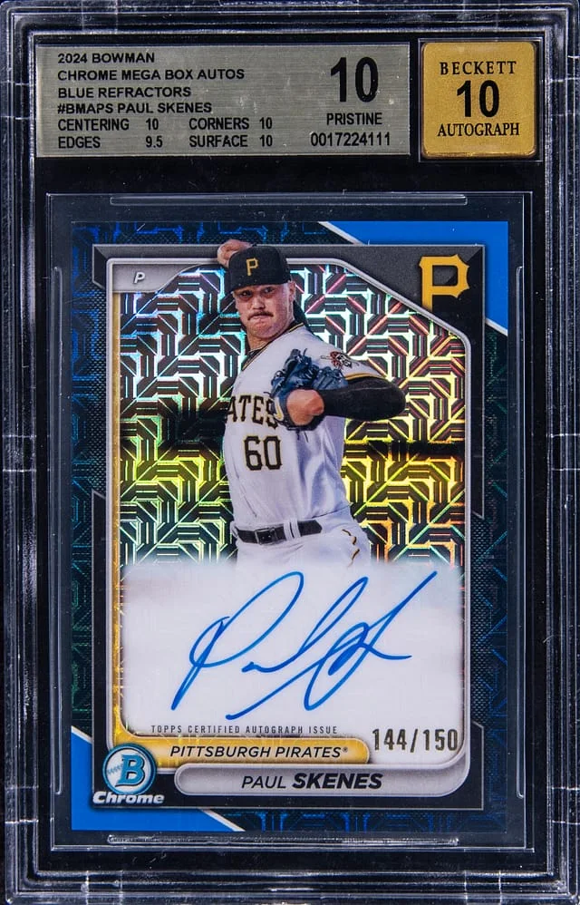2024 Bowman Chrome Mega Box Paul Skenes Autograph Blue Refractors #BMA-PS card image