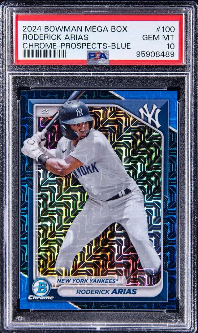 2024 Bowman Chrome Mega Box Roderick Arias Prospects Blue #100 card image