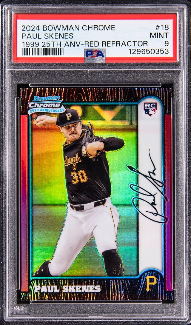 2024 Bowman Chrome Paul Skenes 1999 25th Anniversary Red Refractor #BC25-18 card image