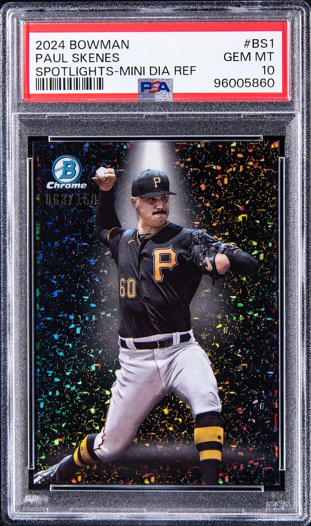 2024 Bowman Chrome Paul Skenes Spotlights Mini Diamond Refractor #BS1 card image
