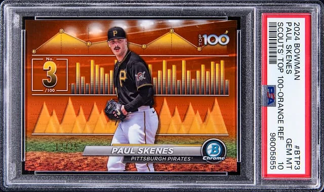 2024 Bowman Chrome Paul Skenes Scouts' 100 Mini Diamond Refractor #BTP3 card image