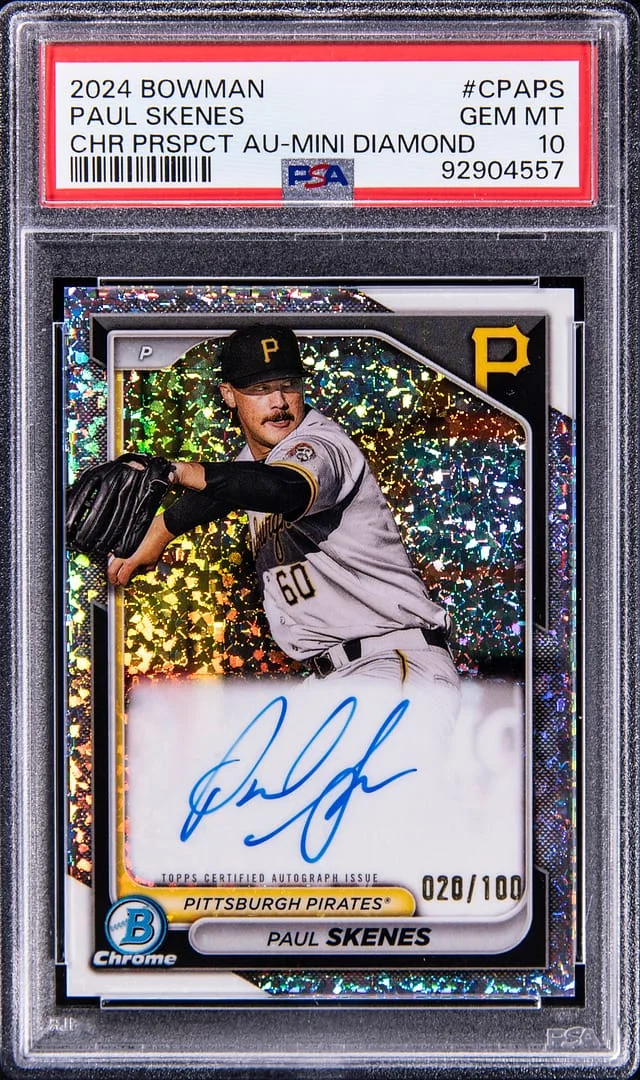 2024 Bowman Chrome Paul Skenes Prospect Autograph Mini Diamond #CPAPS card image
