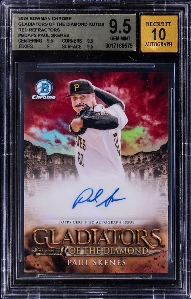 2024 Bowman Chrome Paul Skenes Gladiators of The Diamond Autographs Red Refractor #GDA-PS card image