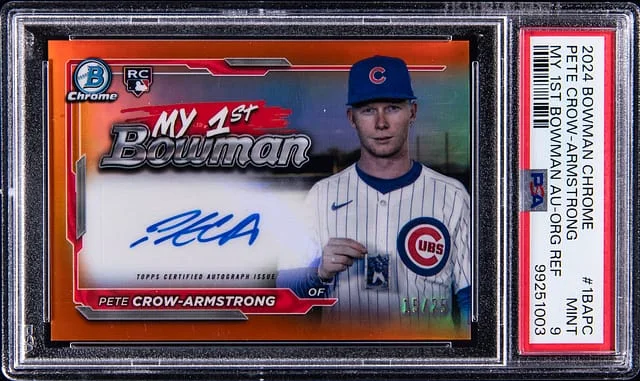 2024 Bowman Chrome Pete Crow-Armstrong My 1st Bowman Autograph Orange Refractor #1BA-PC card image