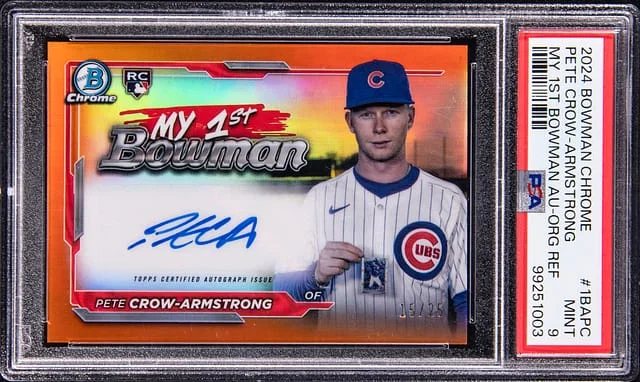 2024 Bowman Chrome Pete Crow-Armstrong My 1st Bowman Autograph Orange Refractor #1BAPC card image