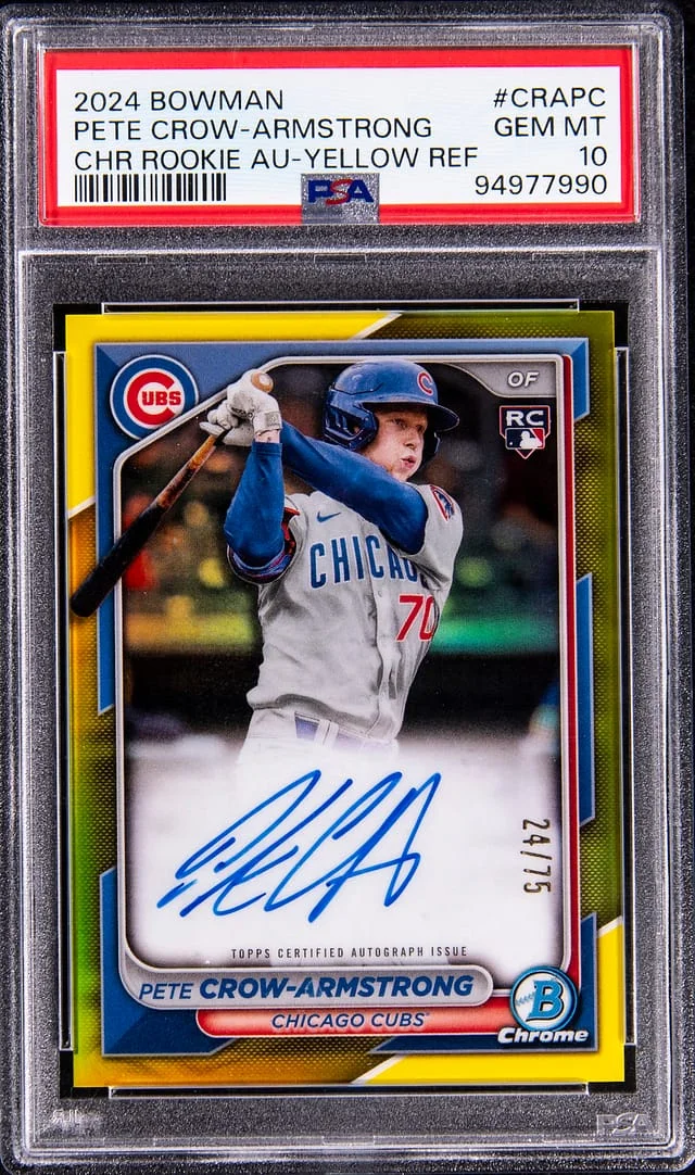 2024 Bowman Chrome Pete Crow-Armstrong Autograph Yellow Refractor #CRA-PC card image