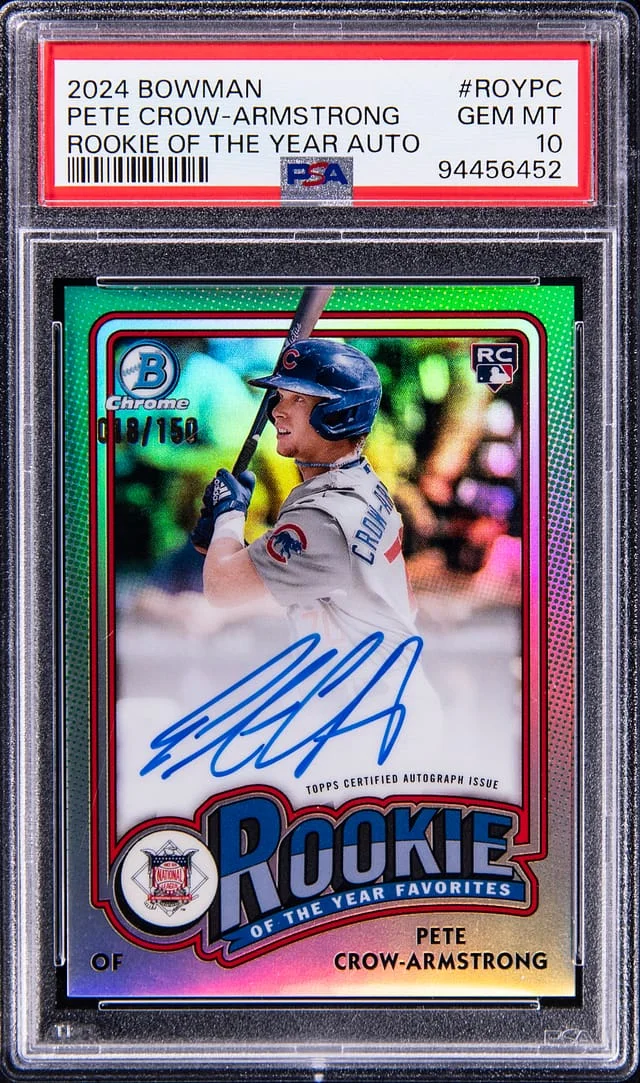 2024 Bowman Chrome Pete Crow-Armstrong of the Year Autograph #ROYPC card image