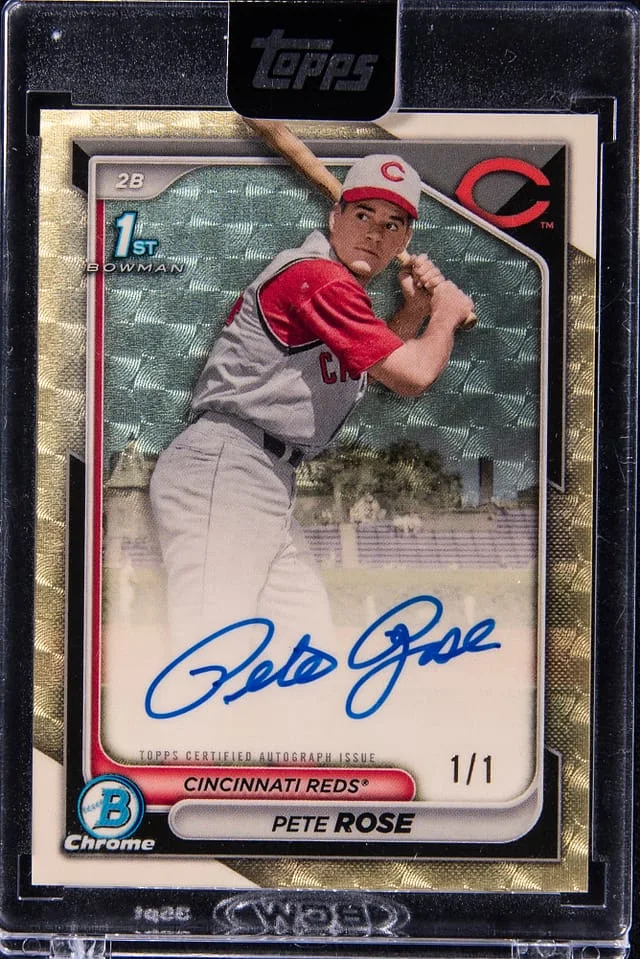2024 Bowman Chrome Pete Rose RetroFractor Autographs SuperFractor #BRA-PR card image