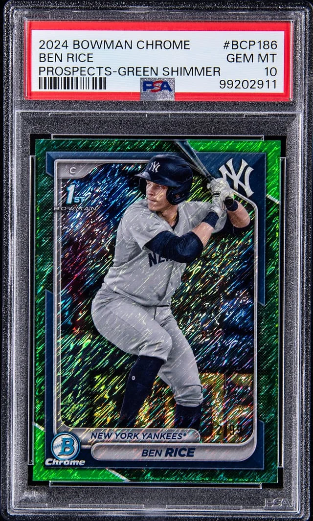 2024 Bowman Chrome Prospects Ben Rice Green Shimmer #BCP-186 card image