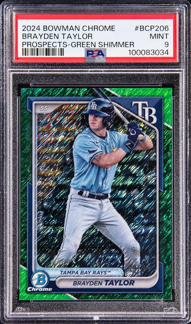 2024 Bowman Chrome Prospects Brayden Taylor Green Shimmer #BCP-206 card image