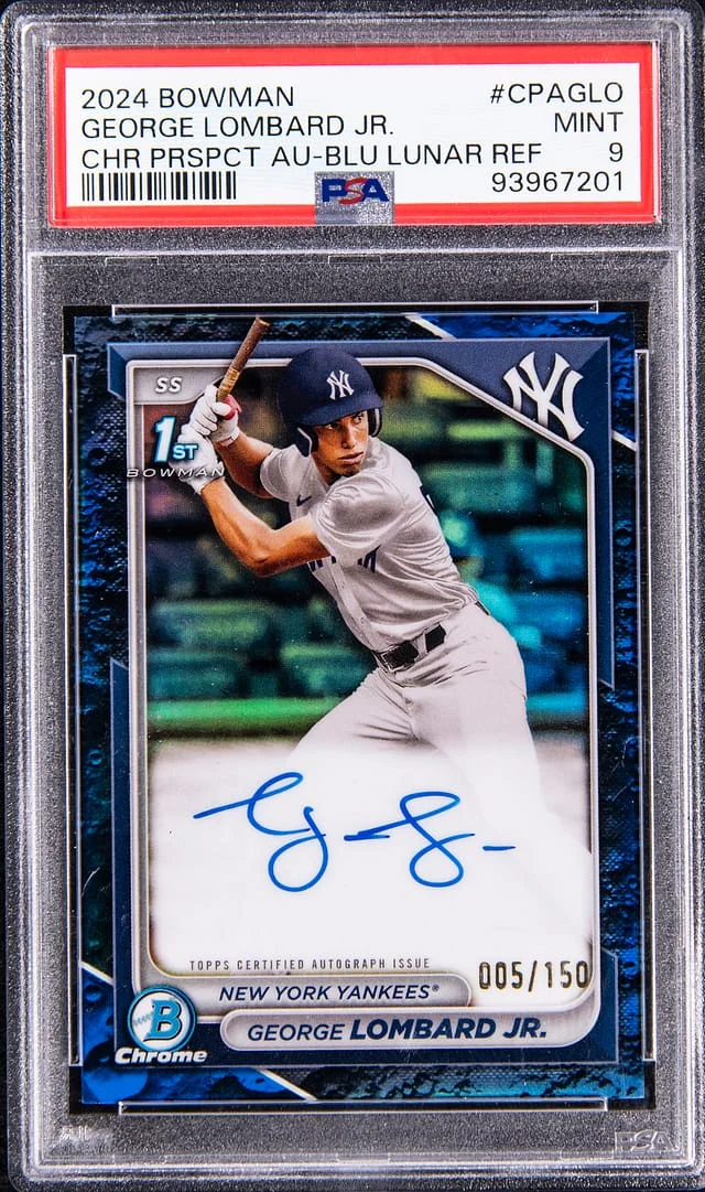 2024 Bowman Chrome Prospects George Lombard Jr. Blue Lunar Refractor Autograph #CPA-GLO card image