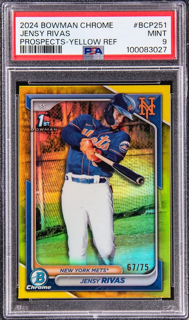 2024 Bowman Chrome Prospects Jensy Rivas Yellow Refractor #BCP-251 card image