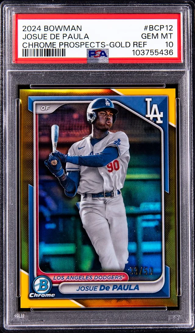 2024 Bowman Chrome Prospects Josue De Paula Gold #BCP-12 card image