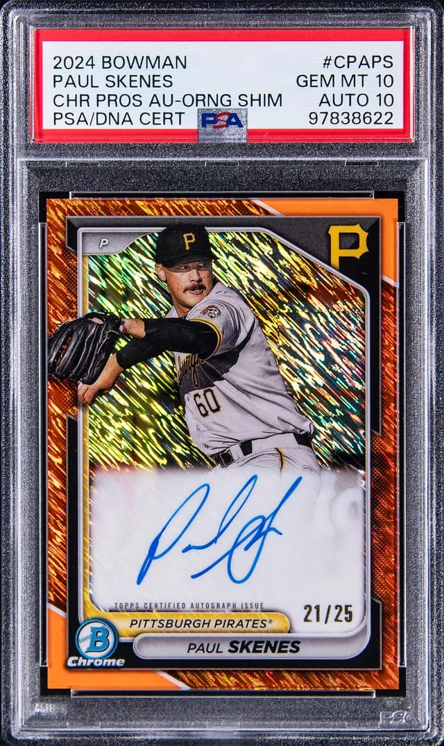 2024 Bowman Chrome Prospects Paul Skenes Autograph Orange Shimmer #CPA-PS card image