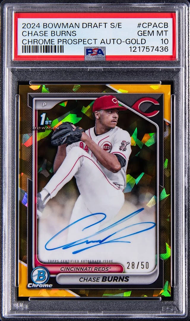 2024 Bowman Chrome Sapphire Chase Burns Edition Prospect Autographs Gold #CPA-CB card image