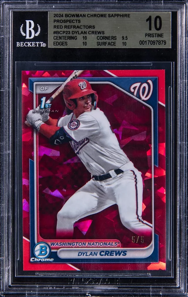 2024 Bowman Chrome Sapphire Dylan Crews Prospects Red Refractors #BCP23 card image