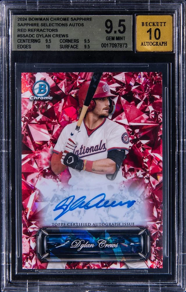 2024 Bowman Chrome Sapphire Dylan Crews Selections Autograph Red Refractor #SSADC card image