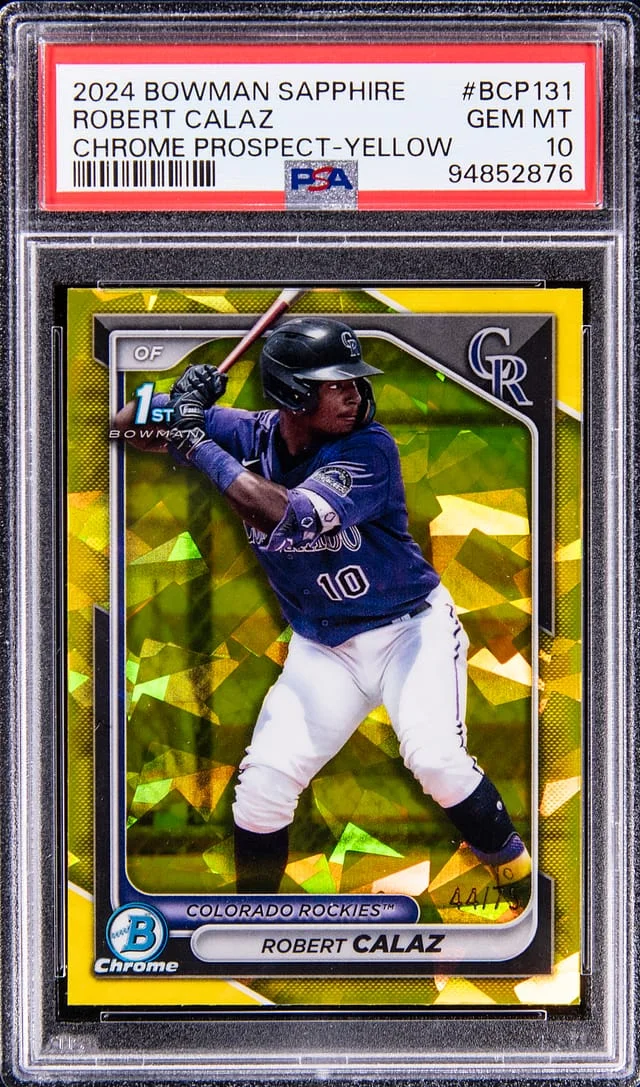 2024 Bowman Chrome Sapphire Robert Calaz Edition Prospect Yellow #BCP131 card image