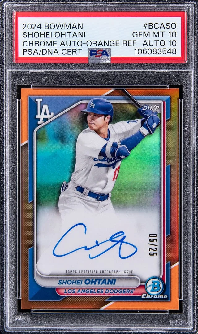 2024 Bowman Chrome Shohei Ohtani Autograph Orange Refractor #BCA-SO card image