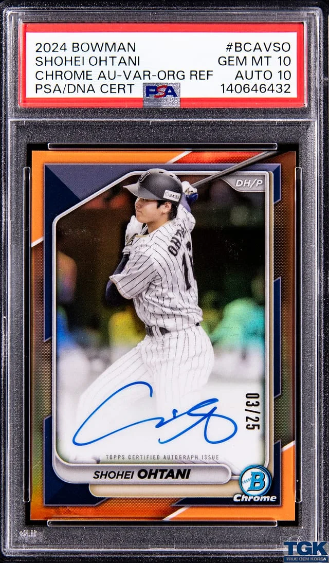 2024 Bowman Chrome Shohei Ohtani Autographs Variation Orange Refractor #BCAV-SO card image