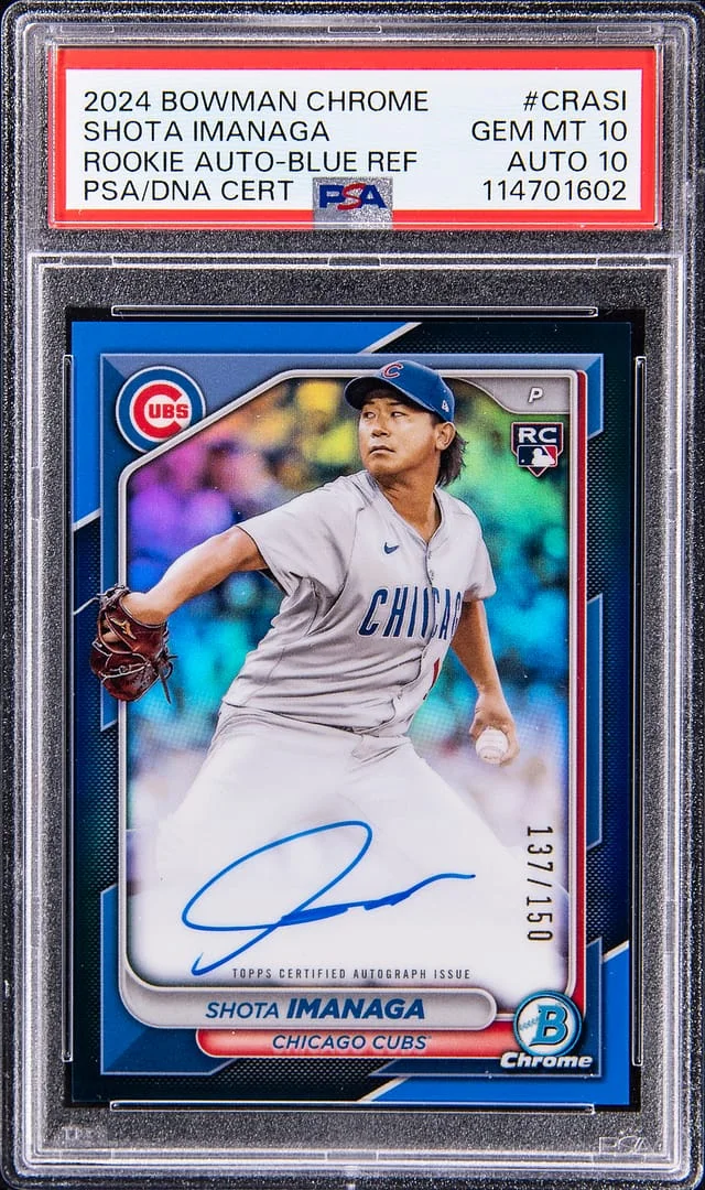 2024 Bowman Chrome Shota Imanaga Autograph Blue Refractor #CRA-SI card image